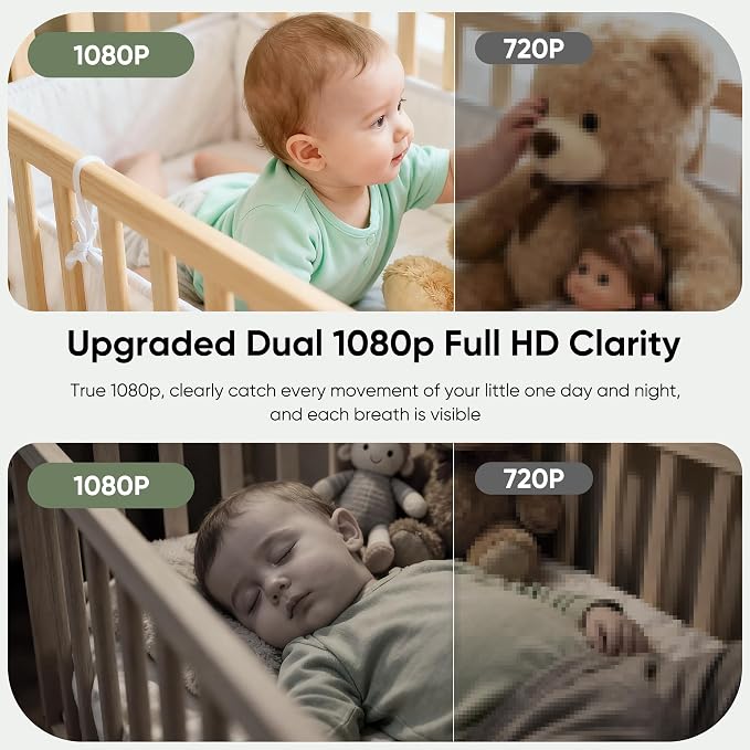 bonoch 2026 Upgraded V2.0 Baby Monitor No WiFi, 7" 1080P MegaView Video Monitor with Camera and Audio, Sleep/Crying/Motion Detection, 6000mAh Battery, VOX Mode, Night Vision, Hack Proof, White Noise