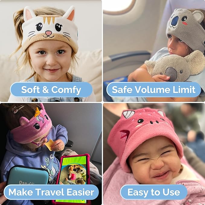 3.0 - Original Toddler Headphones, Kids Headband Headphones - Bluetooth Wireless Headband - Comfortable Headphones for Plane - Safe Volume Limit - Adjustable, Travel, School, and Sleep (Ember)