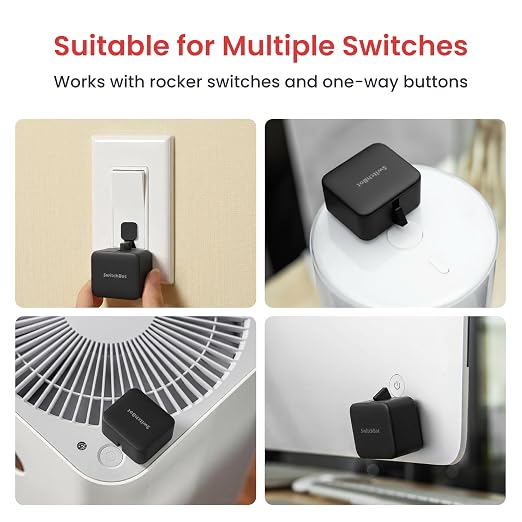 SwitchBot Bot Black & Hub Mini Kit: Automate IR Devices & Physical Switches with Alexa/Google Voice Control, App Scenes & Timers.