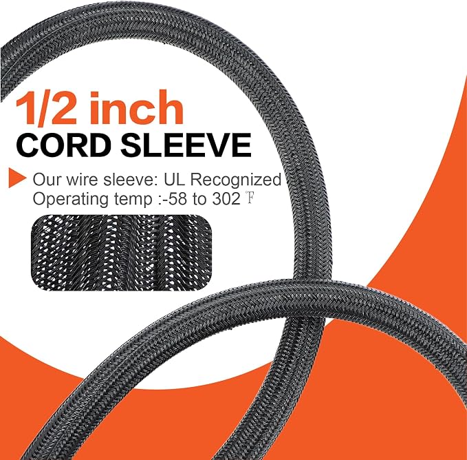 4 Gauge Wire(25ft Each - Red/Black) Copper Clad Aluminum CCA Automotive Wire with 50ft 1/2" Cable Sleeve - Ideal for Car Audio, Solar, Auto, RV, Marine Power & Ground Cables