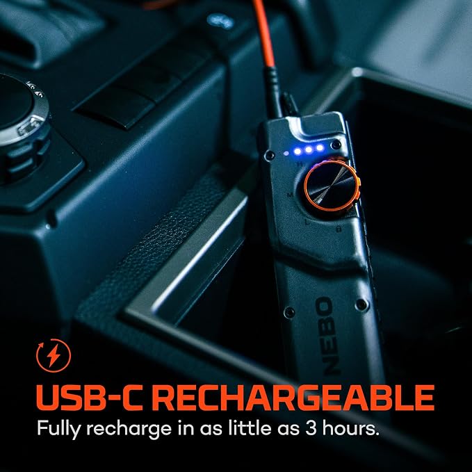 NEBO Edge 2K Pocket Light | 2000 Lumen Tactical LED Flashlight with Powerful Defensive Strobe, 5 Light Modes, USB-C Rechargeable, Dynamic Dial, Pocket Clip for Mechanics, Technicians & Everyday Carry