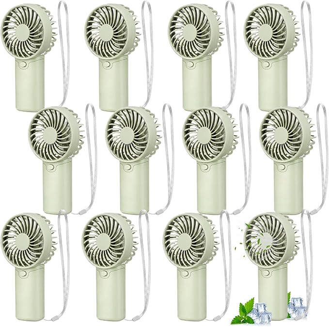 Rossesay 16 Pcs Mini Portable Fan Handheld Battery Operated Portable Small Personal Fans for Summer Beach Indoor Outdoor Travel Cooling Gift (Sage Green)