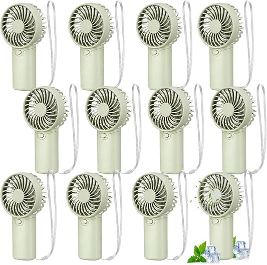 Rossesay 16 Pcs Mini Portable Fan Handheld Battery Operated Portable Small Personal Fans for Summer Beach Indoor Outdoor Travel Cooling Gift (Sage Green)