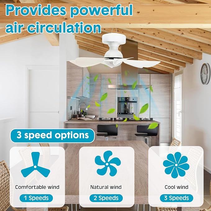 2 Set Solar Ceiling Fan Light Kit 16.5”, 25W Outdoor Solar Powered Gazebo Fans with 3 Color Light and Remote Control, Portable Fan for Patio Canopy Shed Rv Porch Chicken Coop Camping Tent