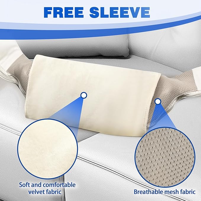 Joyset Shiatsu Neck and Back Massager with Heat, Shoulder Massager for Pain Relief Deep Tissue,3D Kneading Massage with Cloth Cover Easy to Clean (Khaki)