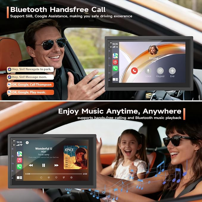 Haudio Wireless Double Din Car Stereo with Bluetooth, Wireless CarPlay and Android Auto, Backup Camera, GPS Navigation, Free APK Download and Deletion, FM, Voice Control, Mirror Link (9"-4G+64G)