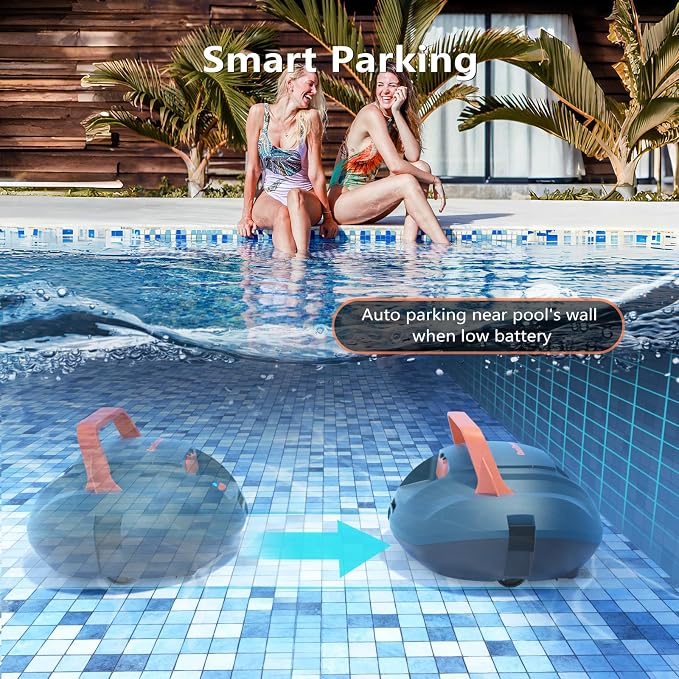 Planet Cordless Robotic Pool Vacuum with 100-120 Minutes Runtime, Powerful Suction, Auto-Parking, Robotic Pool Cleaner for for Above Ground Pool and Flat Pools