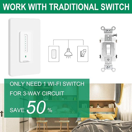 3 Way Smart Dimmer Switch by Martin Jerry | Touch Trailing Edge 4 Way Smart Dimmer Switch, SmartLife App, Compatible with Alexa as WiFi Light Switch Dimmer, Works with Google Home