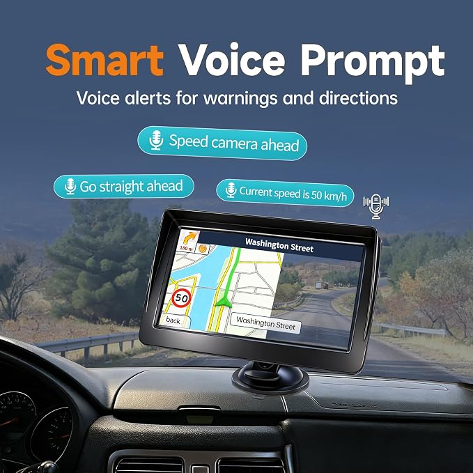GPS Navigator for Car Truck RV Pickup, 7-inch with Hood No Network Required | 2026 Offline Map with Free Updates Lifetime, HD Touchscreen, Voice Guidance, Speed & Traffic Alerts, Custom Route by Car Size