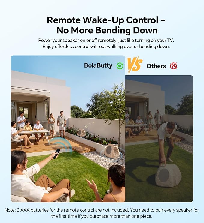 Upgraded Outdoor Rock Speaker 30W Deep Bass Multi-Sync up to 100Pcs, Remote Control, IPX7 Waterproof Solar-Powered with LED Lights Perfect for Pool, Garden, Patio, Ideal for Music Lovers - 1 Pack