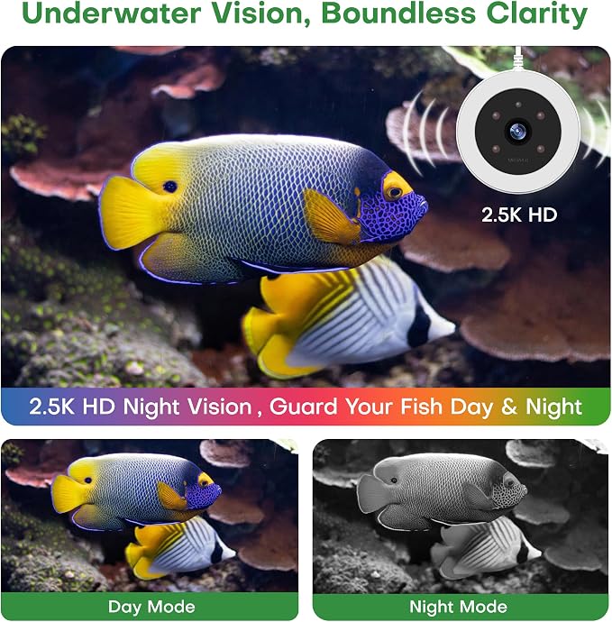 WiFi Automatic Fish Feeder for Aquariums and Home,Smart App Control & Monitor Auto Fish Food Dispenser with 2.5K HD Video and Timer,230ml Fish Feeder and for Betta,Turtle,Koi Tank,USB Powered