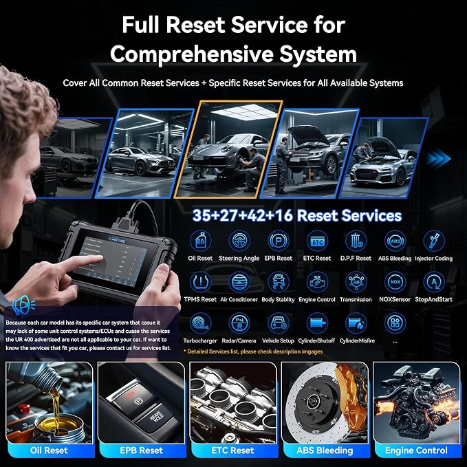 UR400 Bidirectional Diagnostic Tool for Porsche/Benz/BMW/Audi/VW, All System, 49 Reset +39 Services, 500+ Sub-Functions for Accurate Car Miantenance, 4000+Active Test Items，AutoVIN