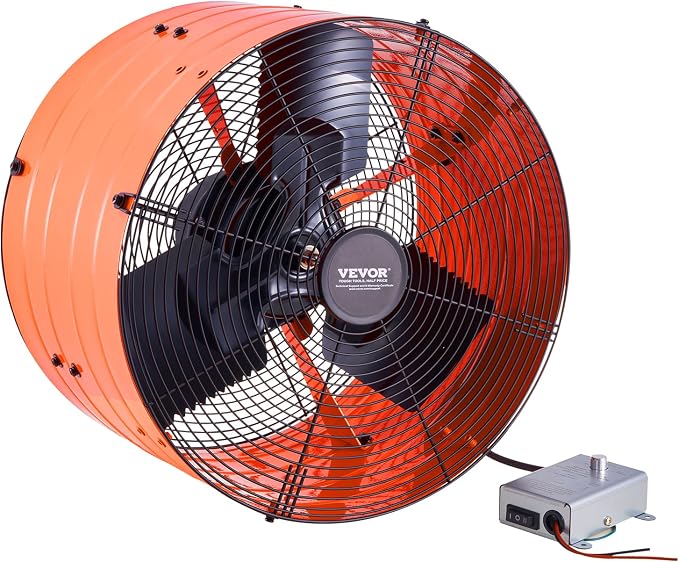 VEVOR Gable Mount Fan, 16 Inch Attic Exhaust Fan with Adjustable Thermostat & Outer Mesh, 2940 CFM House Ventilator Cools Up to 4200 Sq.Ft, Quiet Ventilation for Roof, Garage & Shop, Vibrant Orange