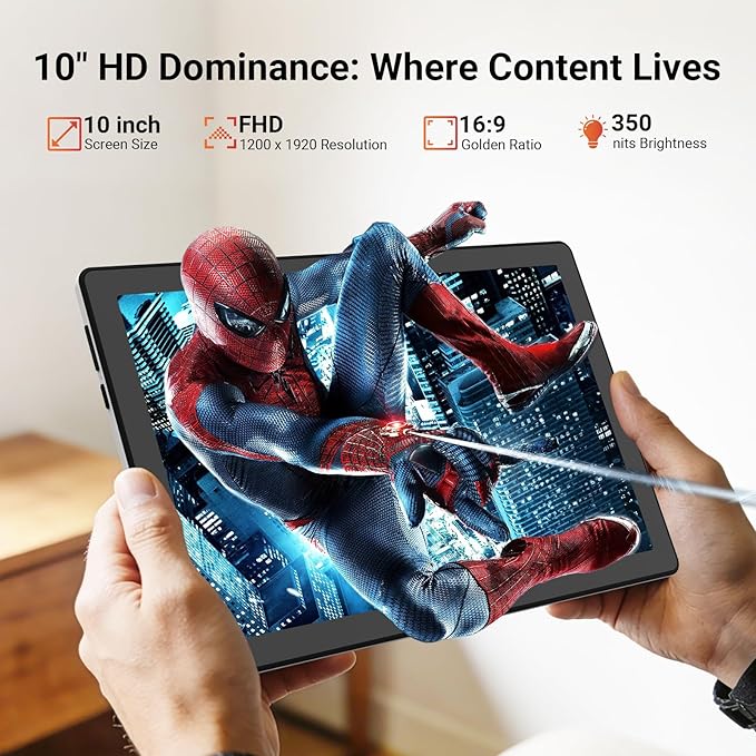 10 Inch Android Tablet, Octa-Core Processor, 24GB RAM 64GB ROM, IPS HD Display, Android 15, Dual Camera, 5000mAh Battery, Widevine L1 Certified, WiFi Bluetooth Tablets ﻿ (White)