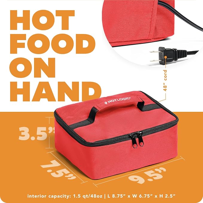 HOTLOGIC Mini Portable Electric Lunch Box Food Heater - Innovative Food Warmer and Heated Lunch Box for Adults Car/Home - Easily Cook, Reheat, and Keep Your Food Warm - 3 Pack (120V)