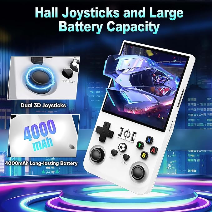 R36MAX Retro Handheld Game Console,4.0" HD IPS Screen,Open Source Linux System,18000+Preloaded Games,64GB Memory,4000mAh Battery Portable Gaming with Gift Card & Premium Bag (White 64Gb)