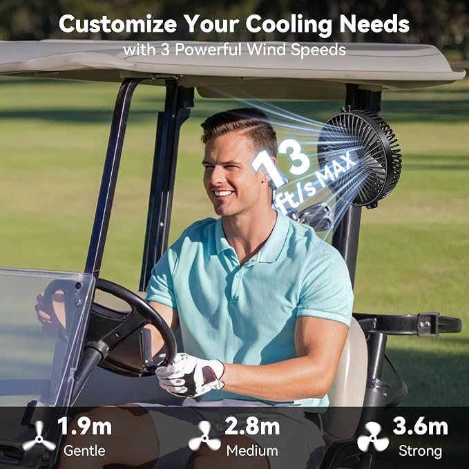 AMACOOL Magnetic Golf Cart Cruise Fan, 10000mAh Portable Travel Fan for Sleeping, Birthday Gifts for Women Golfer Men Dad Father, Golf Cart Accessories Cruise Travel Essentials 2026