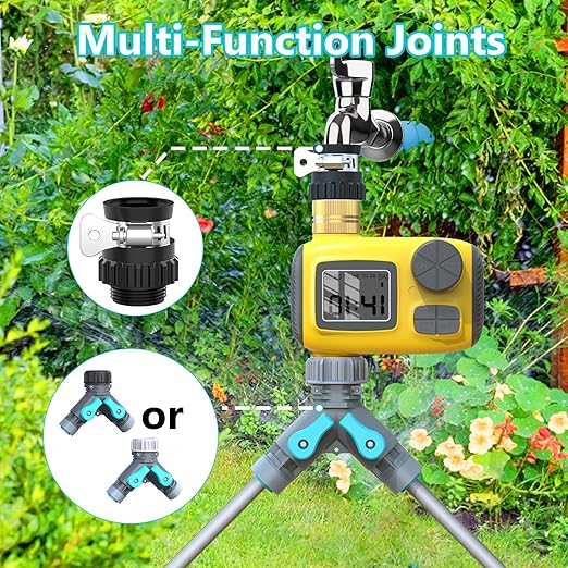 100FT Drip Irrigation System Kit with Smart Water Timer for Garden, 1/2" High-Flow Mainline Automatic Watering System, 16pcs Adjustable Nozzles & Sprays,Fast-Plug Kit for Yard,Lawn Agricultural