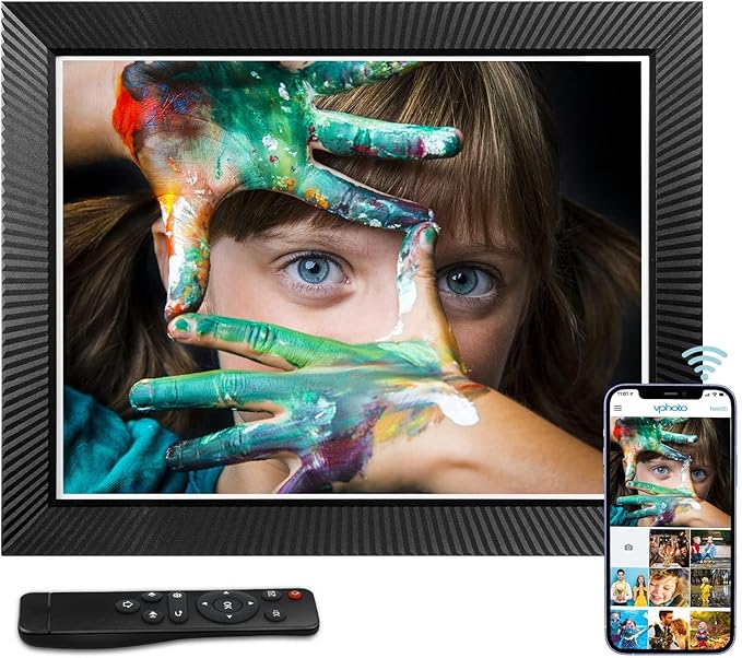 17" Large Digital Picture Frame WiFi-Photo-Frame - 32GB Smart Cloud Electronic Photo Frame, FHD Touch Screen, Slideshow, Wall Mounted, Share Photos and Videos via App or Email, Birthday Gifts for Mom