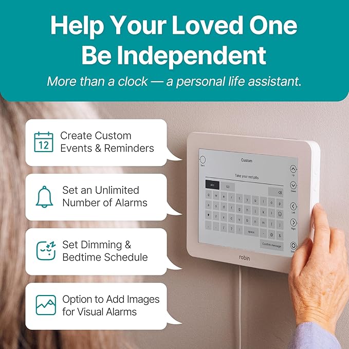 Robin Day Clock 2026 for Seniors, 8" Large Digital Calendar Dementia Clock with Talking Function, Alarms, Easy-to-Read Display for Elderly, Day Date Time, Medication Reminder, DST, White