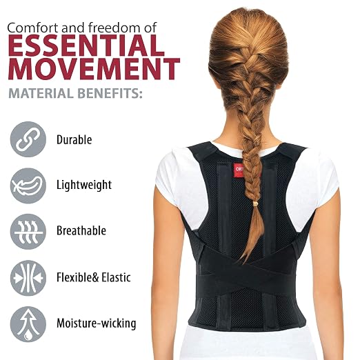 ORTONYX Comfort Posture Corrector Back Brace for Woman and Men, Scoliosis Hunchback Kyphosis Correction/XS