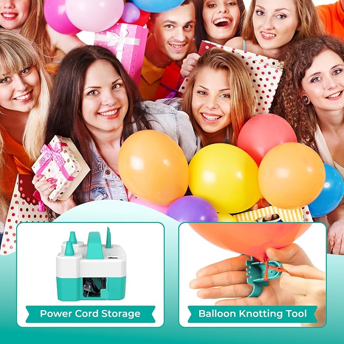 ETENWOLF Electric Balloon Pump for All Balloons 110V 600W Balloon Blower for Party Metalic Latex 260q Foil Balloons, Balloon Inflator for Birthday Decorations