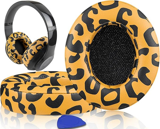 SoloWIT Replacement Ear Pads Cushions for Beats Studio 2 & Studio 3 Wired & Wireless Headphones, Earpads with Soft Protein Leather, Noise Isolation Memory Foam, Added Thickness - Tiger Stripes