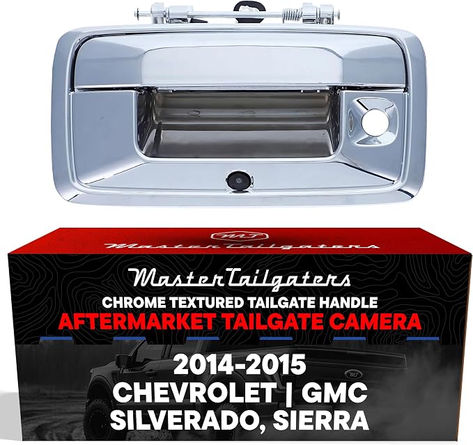 Master Tailgaters Chrome Tailgate Handle with Backup Camera Replacement for Chevrolet Silverado/GMC Sierra (2014-2015) | IP68 Waterproof | Parking Grid Lines Available | Easy to Install