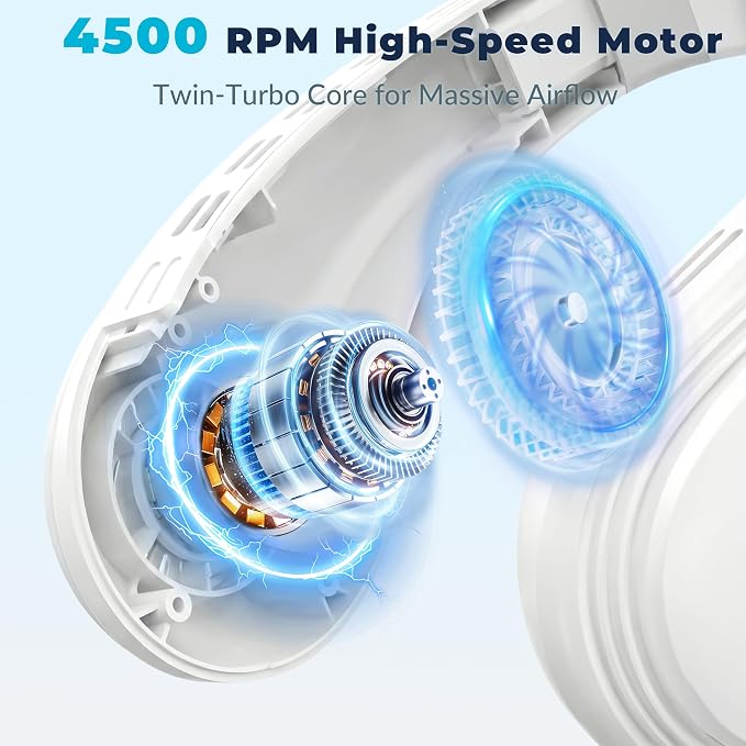 Neck Fan - Portable Personal Fan with Cooling Plate,Operated Wearable Rechargeable Fan with 5200mAh Lithium Battery for Travel,Neck Air Conditioner,3 Cooling Level&3 Speeds Level,Gifts for Women Men