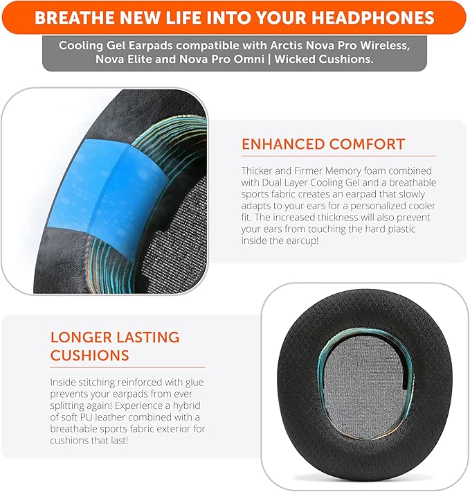 WC Freeze Nova Pro Wireless - Cooling Gel Earpads for Arctis Nova Pro Wireless, Nova Elite & Nova Pro Omni (Doesn’t Fit Other Models), by Wicked Cushions, Extra Thick & Comfortable | The Simulation