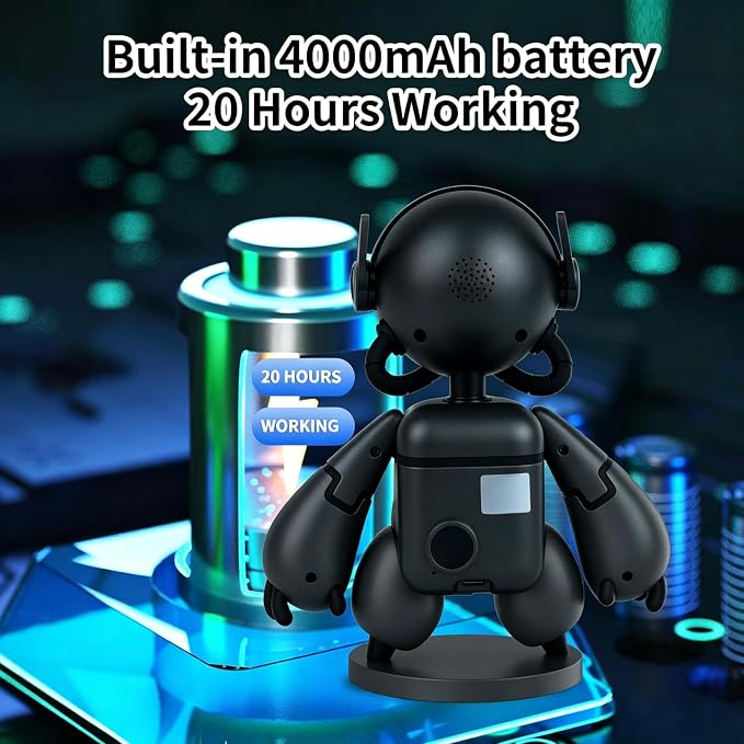 2K Indoor Robot Camera, 2.4G WiFi Robot Security Camera, Baby Pet Camera with Phone App, Long Battery Life, Two Way Audio, Night Vision, Battery Operated, PIR Motion Detection, Cloud & TF Card Storage