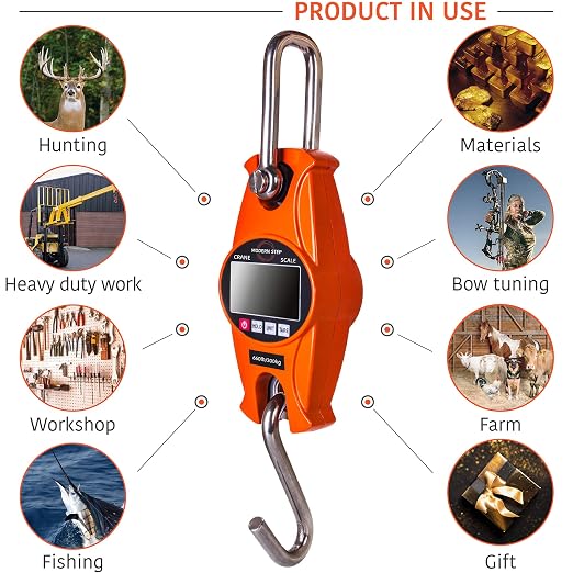 Digital Hanging Scale 660 LB 300 KG Cast Aluminum Case - Professional Heavy Duty Waterproof Fish Scale - Portable Durable Crane Scale for Luggage Weight Suitcase Hunting Farm Bow Fishing Scale