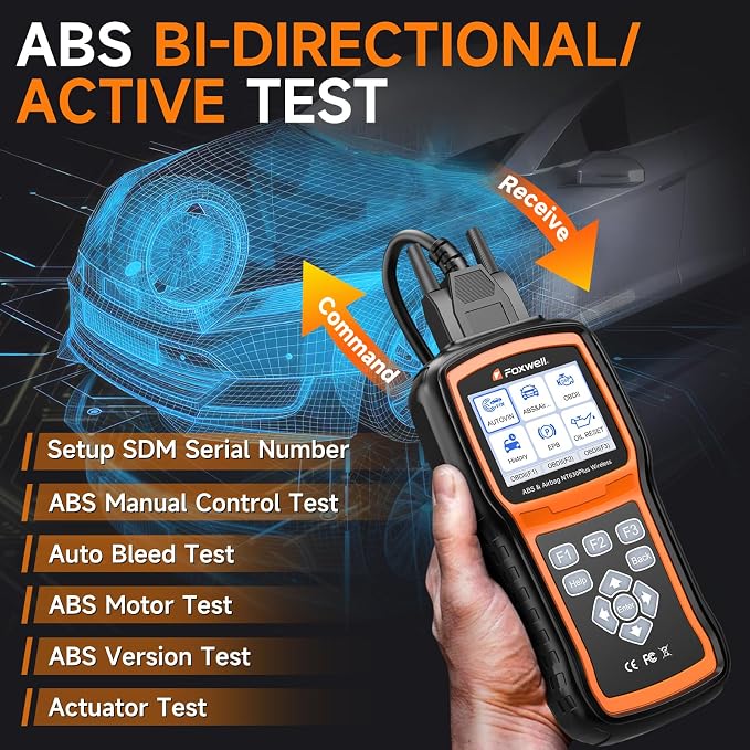 FOXWELL NT630 Plus OBD2 Scanner with ABS and SRS, ABS Auto Bleed Scan Tool & Portable Carrying Case for OBD2 Scanners & Battery Testers