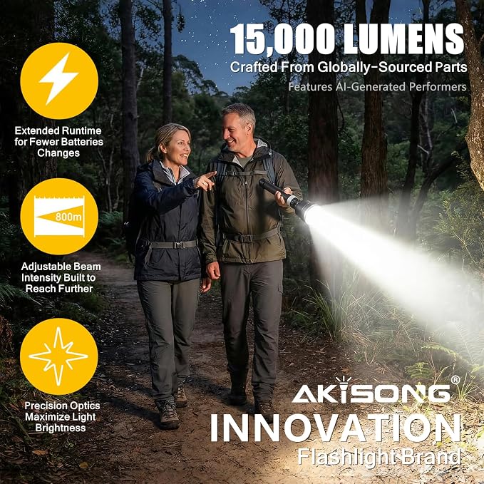 Rechargeable Tactical Flashlight 15,000 High Lumens with USB Output | 120W XHP360 LED Super Bright Zoomable Flashlight, 2624FT Long Range, IP67 Waterproof for Emergency, Outdoor Camping & Hunting