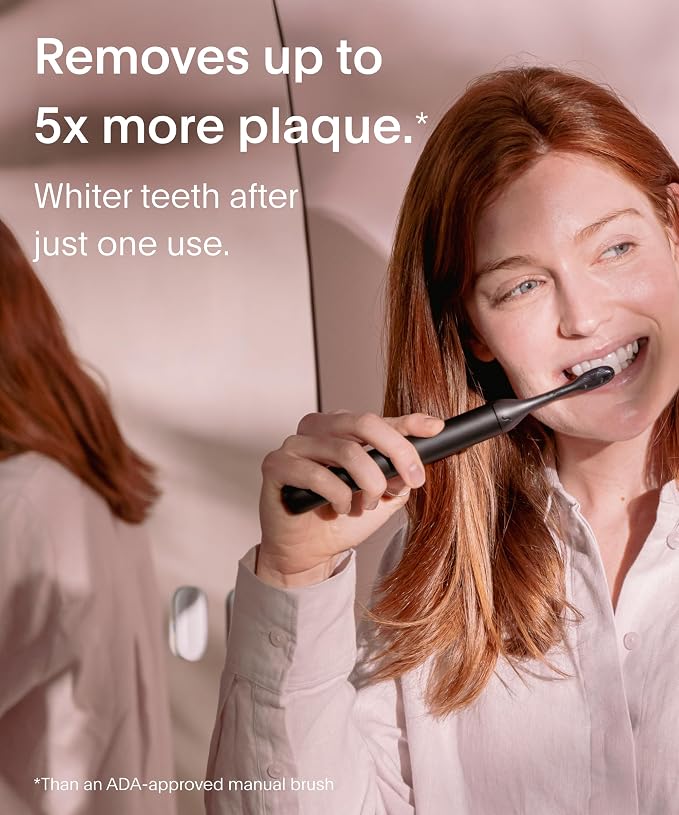 SURI Recyclable Plant-Based, Electric Toothbrush Heads - Long Lasting Replacement Heads | Compatible Only Sonic Electric Toothbrush - Midnight Black, Pack of 3