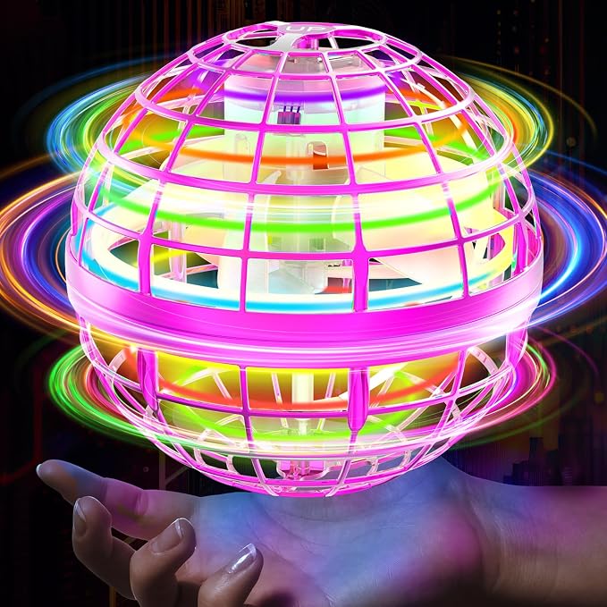 Flying Orb Ball 2025 Boomerang Hover Ball Galatic Fidget Spinner Mini Drone Cool Toys Birthday Gift Ideas for 6 7 8 9 10+ Year Old Boys Girls Teens Indoor Outdoor(Blue) (Pink)