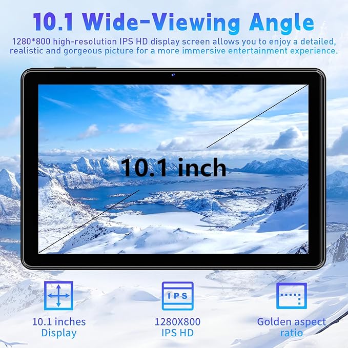 10 Inch Tablet, Android Tablet 10 Inch, Android 15 Tablet with 18GB RAM 128GB ROM, 1TB Expandable, Widevine L1, Octa-Core Processor, WiFi 5, 6000mAh Battery, T30 CPU, Dual Camera (5MP+8MP), Black