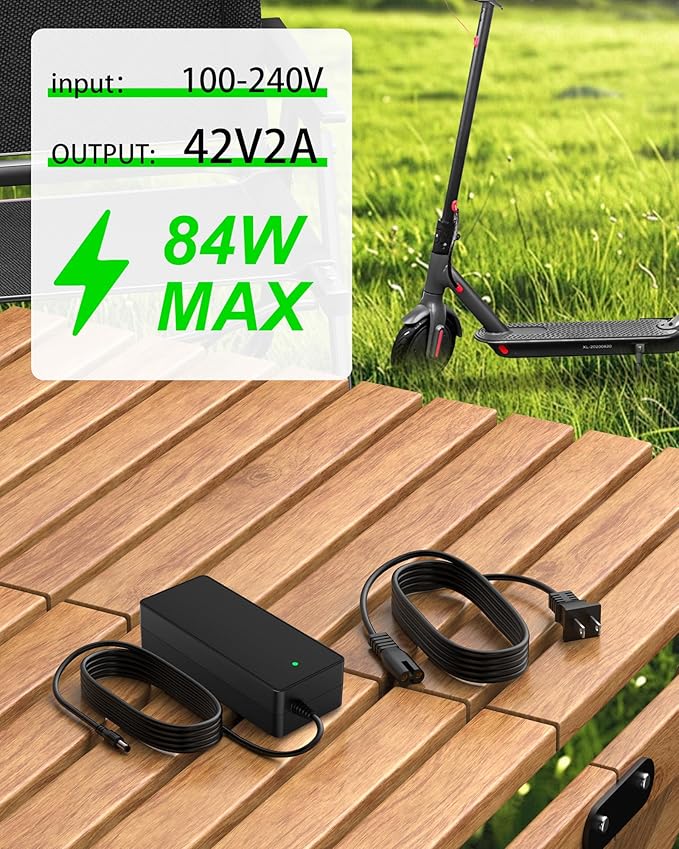 VHBW 42V Charger for SISIGAD Electric Scooter – Compatible with SISIGAD B15, B16, B17, B18 – Smart 42V 2A SISIGAD Scooter Charger Replacement for SISIGAD B15 Electric Scooter and More