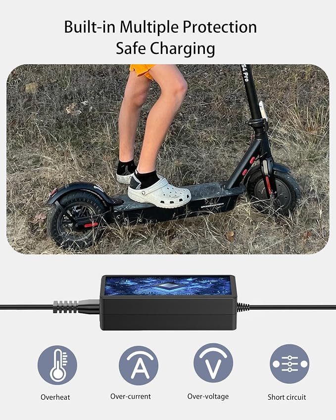 VHBW 42V Charger for SISIGAD Electric Scooter – Compatible with SISIGAD B15, B16, B17, B18 – Smart 42V 2A SISIGAD Scooter Charger Replacement for SISIGAD B15 Electric Scooter and More