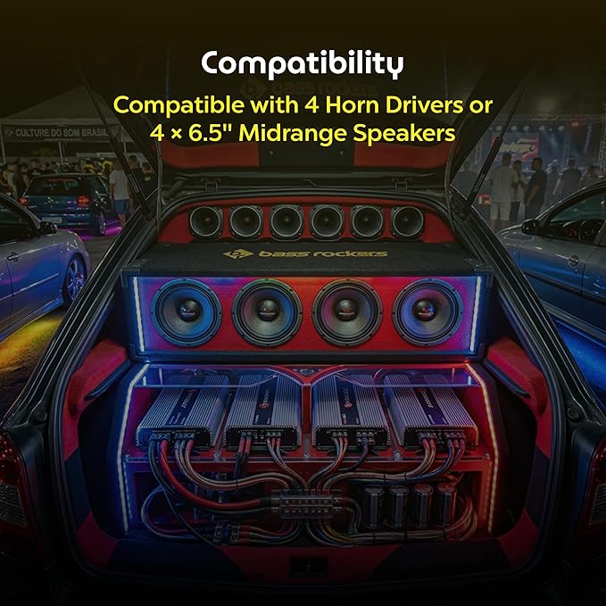 Bass Rockers Array Box Enclosure BRHB6 4 Driver Horns 4 x 6.5 Speakers Xtreme Durable Strong Wood Subwoofer Boxes Color Carpet Chuchera Horn Brazilian Style