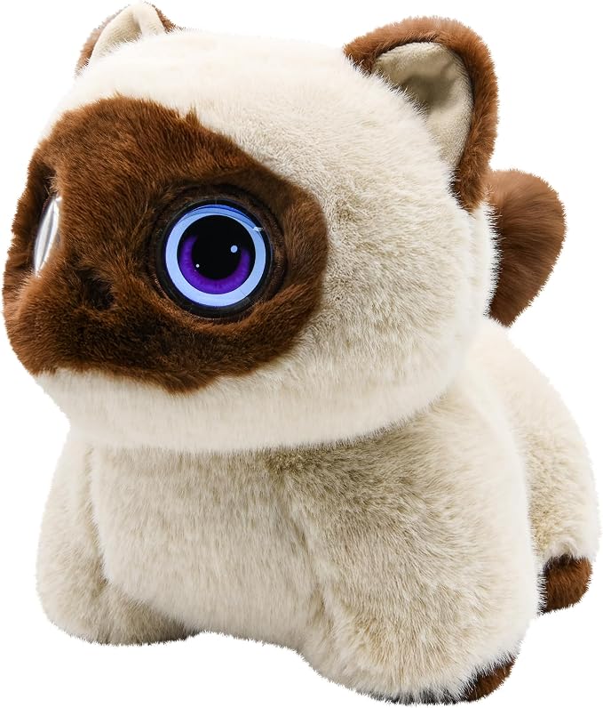 Contixo AI Pixie-Paw Smart Interactive Plush Cat – Voice-Responsive, Touch-Activated, Expressive Eyes, AI Companion Stuffed Animal for Kids & Pet Lovers, Brown