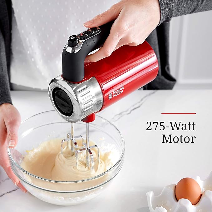 Remington Russell Hobbs MX3100RDR Retro Style Hand Mixer, 4 Speeds + Turbo Boost, Red