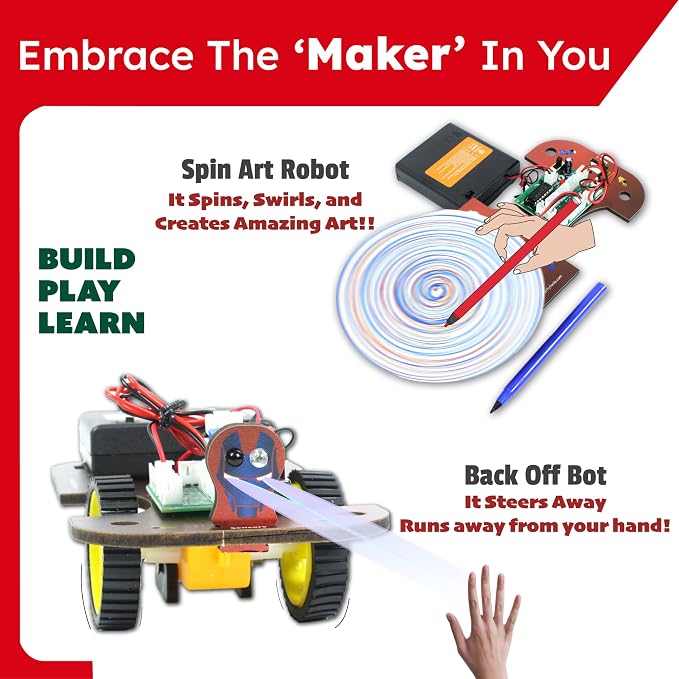 Butterfly EduFields 5in1 STEM Robotics Kit | Toys for Ages 8-13 | Smart Robot Car Kit | Gifts for Smart Kids | Electronics Robotics Kits for Kids 8-12 | Robot Building Toys Gift Set