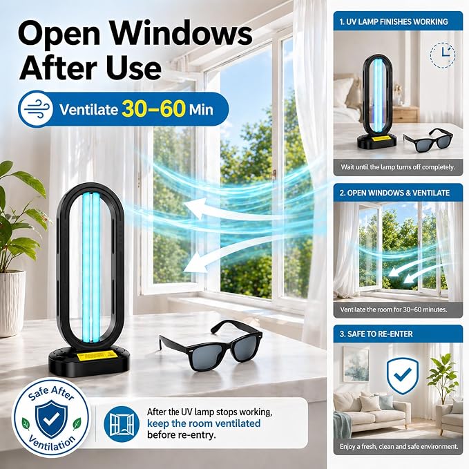 Feefir Portable UV Light Sanitizer Lamp for Room,360° Ozone UV Lamp | Ultraviolet Light ,4 Timer Modes 15/30/45/60 Min,Effectively Mold Remover and Dust Mites,UV Sanitizer Light for Home,Office