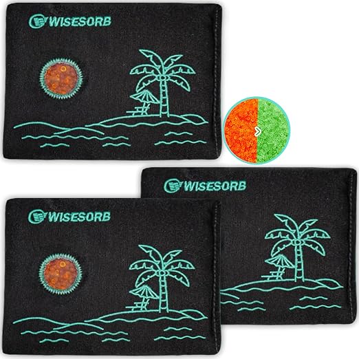 Wisesorb 200g x 3pcs Rechargeable Desiccant Packs, Color Indicating Silica Gel Packets with Transparent Window, Moisture Absorbers,Reusable Dehumidifier Bags for Storage Safe Closet Basement Camera