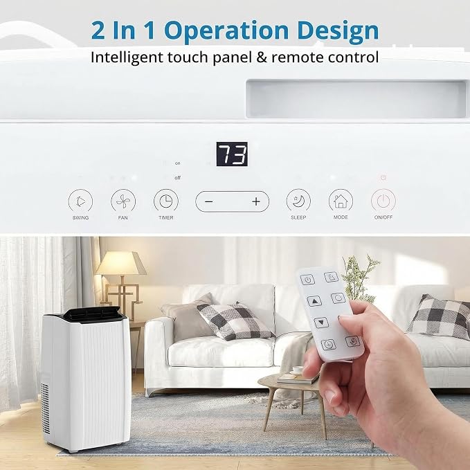 Garvee Portable Air Conditioner, 14000 BTU Portable AC Unit with Dehumidifier, Fan and Remote Control, Energy Efficient Indoor AC Conditioner for Rooms Up to 700 Sq. ft., for Bedroom