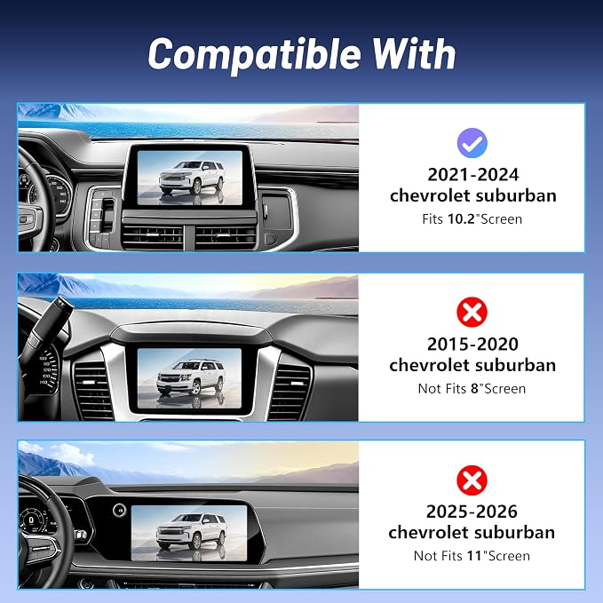 Wireless Car Charger for Chevy Suburban (2021-2023 2024, 10.2 Inch) / Tahoe/GMC Yukon/Yukon XL, iPhone Magnetic Car Mount, 15W Magsafe Phone Holder for Samsung & Google, 2022 Car Accessories