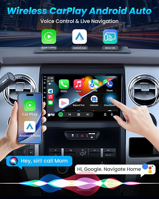 [8Core 6G+128G] Car Radio for Ford F150 Radio 2009-2014: 9" 1280 * 800 Touchscreen with Wireless Carplay Android Auto 5G WiFi GPS Navigation Bluetooth FM AM DSP Mirror Link, Free Camera