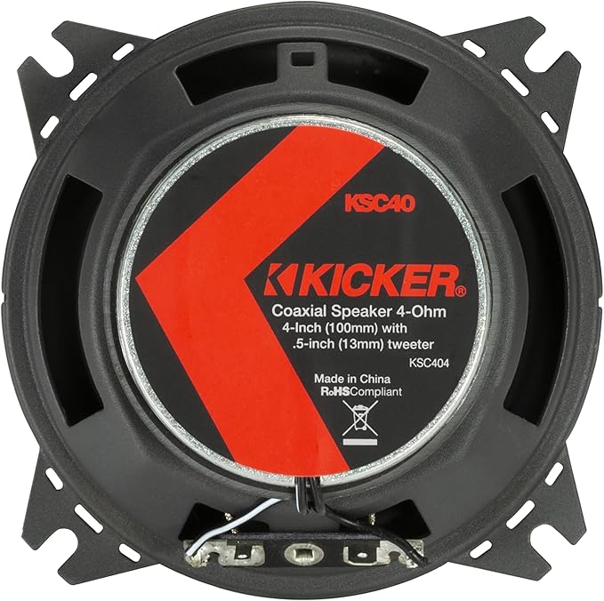 KICKER 51KSC404 KS-Series 4" Coaxial Speakers with .5" tweeters, 4-Ohm, Pair