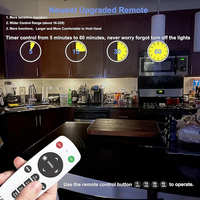 LDOPTO Under Cabinet Lighting, 4 Pack Rechargeable Motion Sensor Light Indoor, 10 Levels Dimmable Magnetic Closet Lights, Wireless Under Counter Lights 3 Colors for Kitchen, Stairs